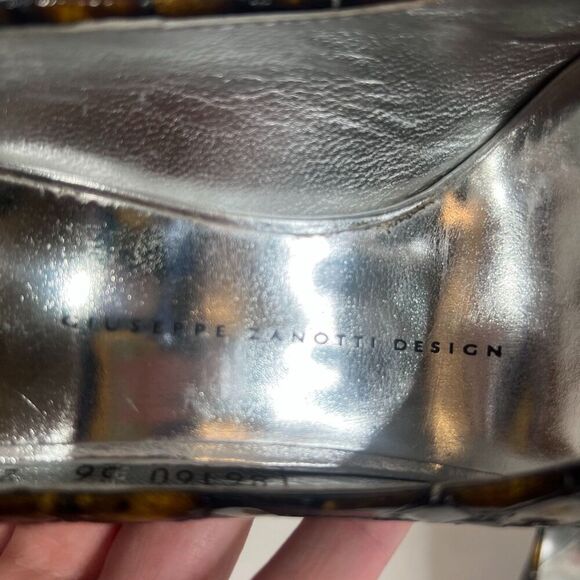 Giuseppe Zanotti Crocodile Embossed Patent Leather Pumps Peep Toe Heels Size - Picture 5 of 11